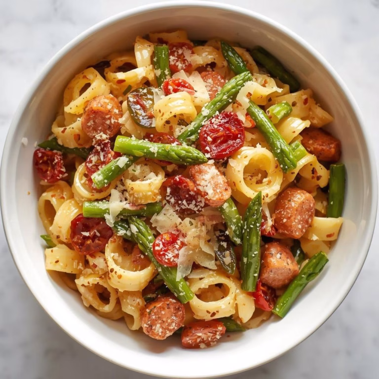 Creamy Orecchiette with Chicken Sausage & Spring Vegetables Recipe
