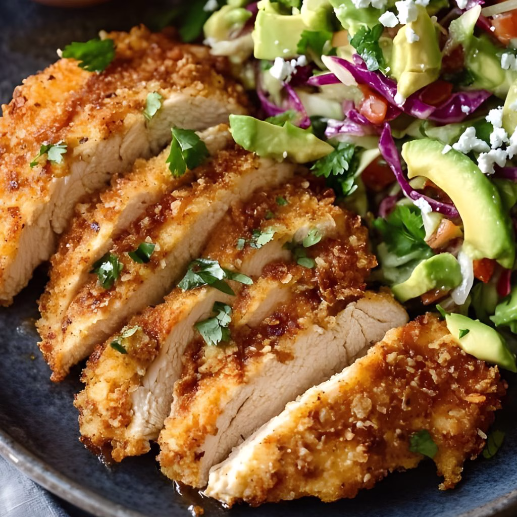 Crispy Chipotle Chicken with Creamy Avocado Slaw Recipe