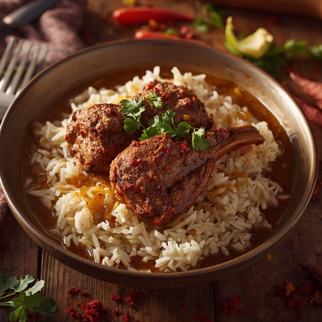 Crispy Cumin Lamb with Brothy Rice Recipe