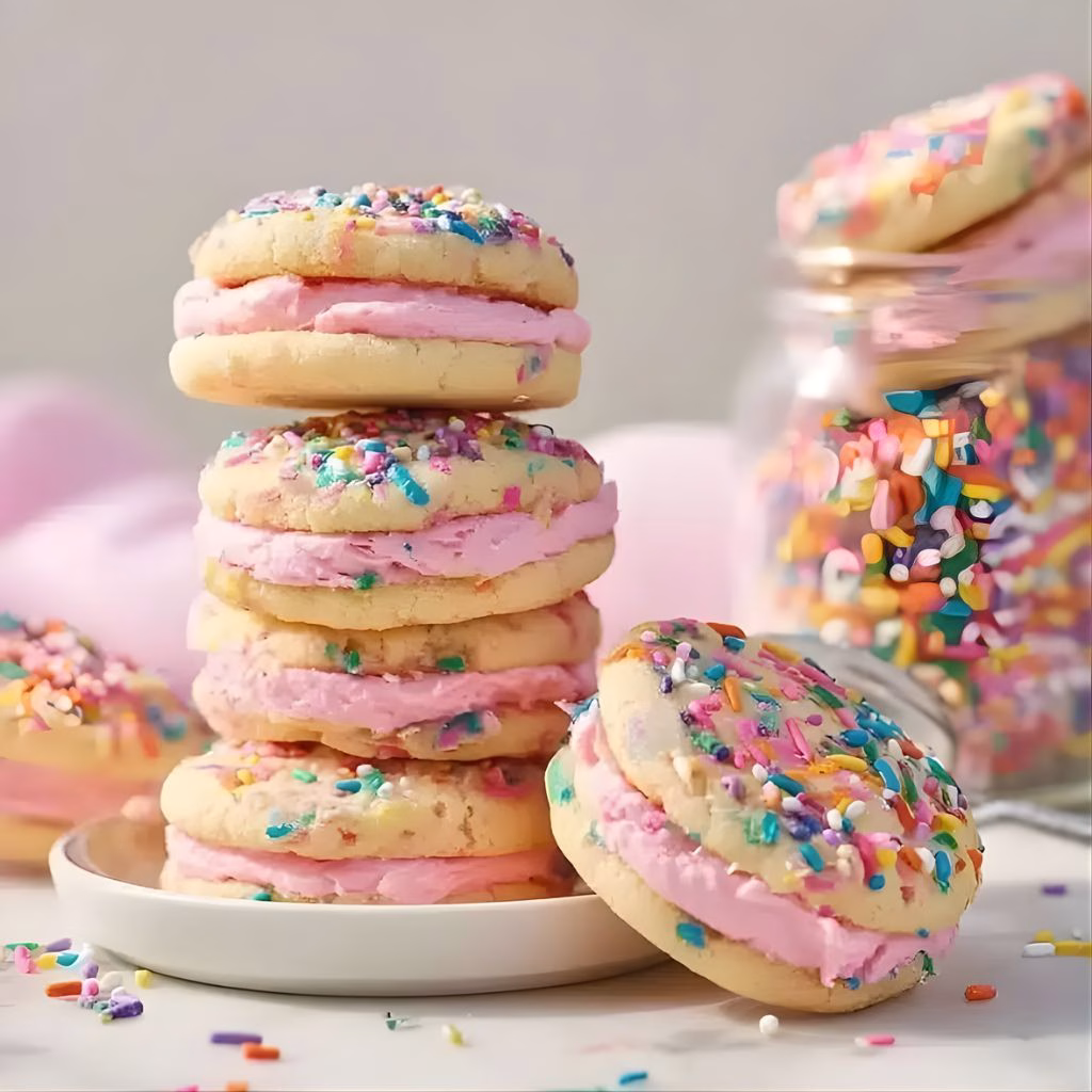 Funfetti Shortbread Sandwich Cookies with Frosting Recipe