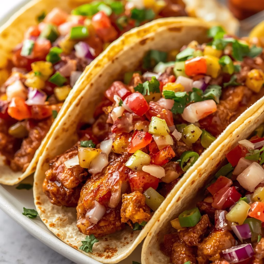 Garlic Butter Honey BBQ Chicken Tacos Recipe