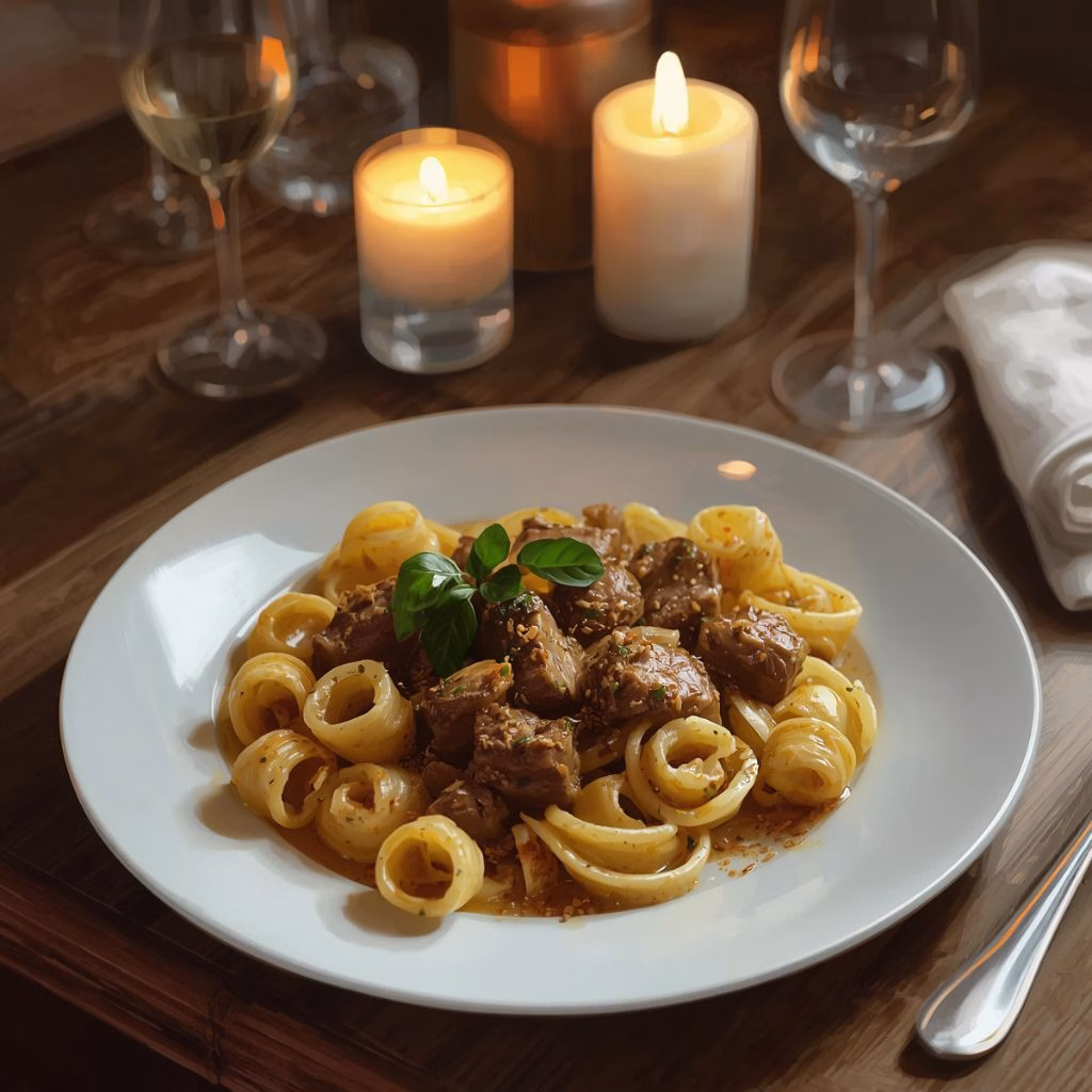 Garlic Butter Steak Bites & Shell Pasta Recipe