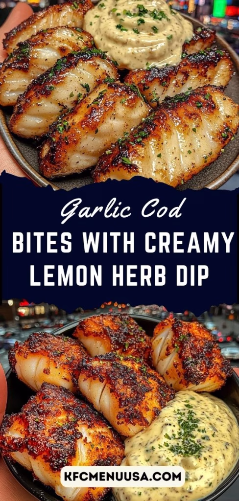 Garlic Cod Bites with Creamy Lemon Herb Dip Recipe