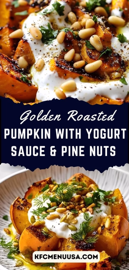 Golden Roasted Pumpkin with Yogurt Sauce and Pine Nuts Recipe