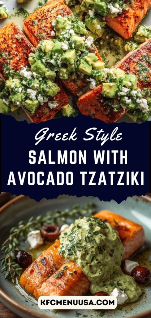 Greek Style Salmon with Avocado Tzatziki Recipe