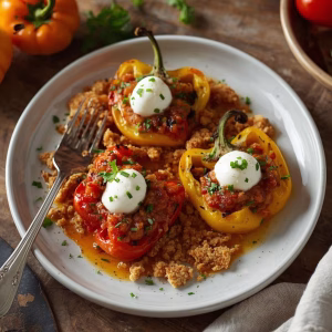Grilled Marinated Peppers with Burrata and Breadcrumbs Recipe 