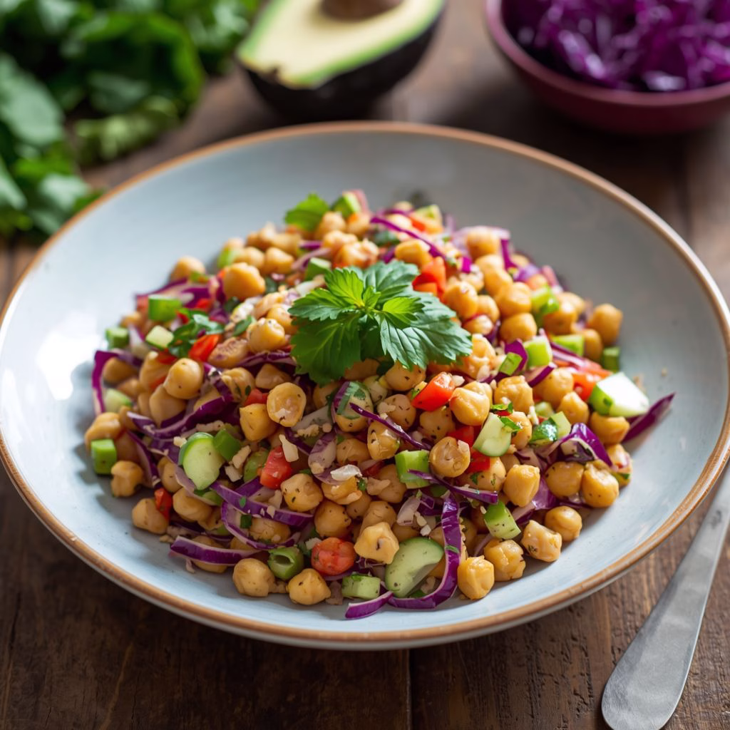 Healthy Chopped Chickpea & Cabbage Salad Recipe