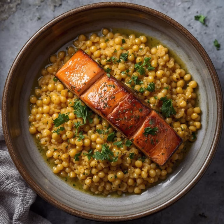 Herbed Pearl Couscous And Salmon Recipe