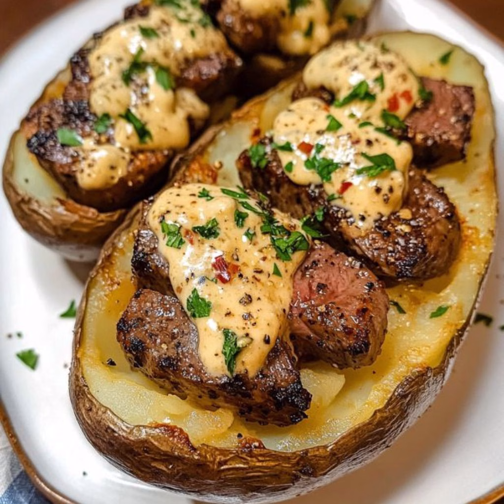 Loaded Baked Potato with Steak Bites Recipe