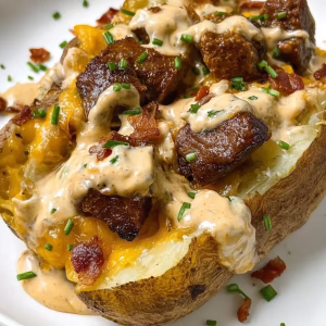 Loaded Baked Potato with Steak Bites Recipe