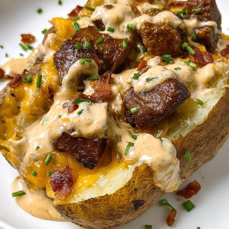 Loaded Baked Potato with Steak Bites Recipe