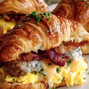 Loaded Breakfast Stuffed Croissants Recipe