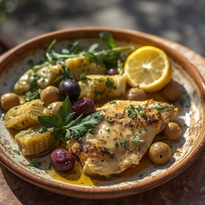 Mediterranean Lemon Chicken with Artichokes & Olives Recipe