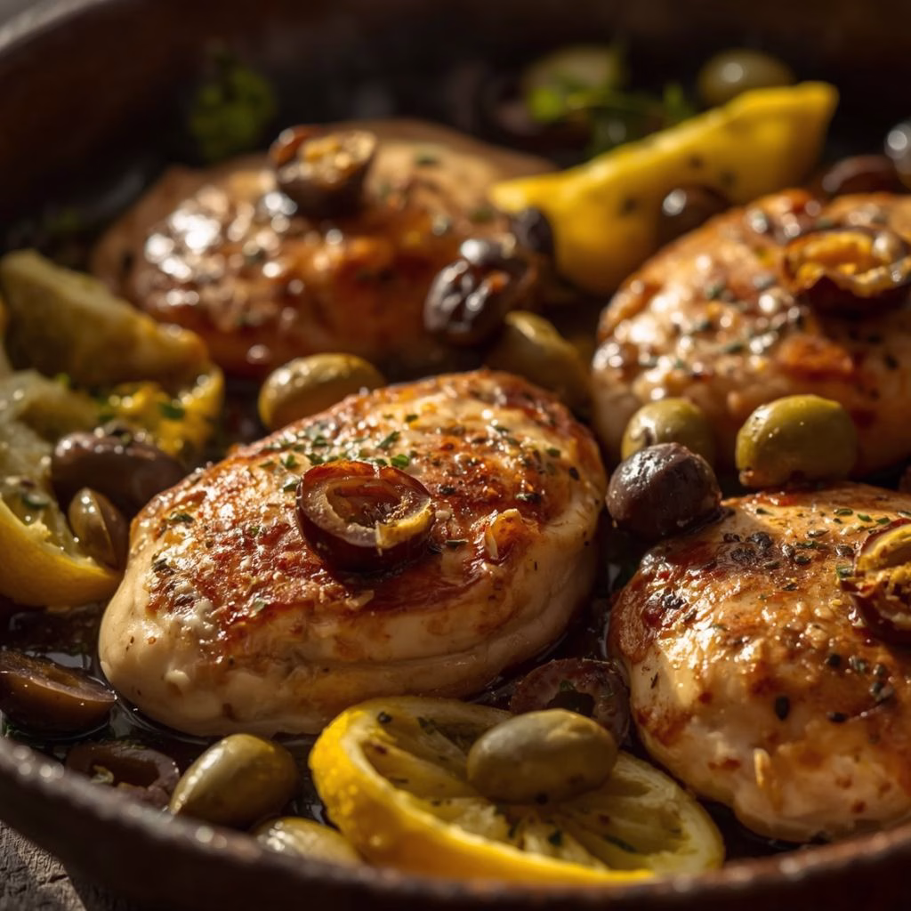 Mediterranean Lemon Chicken with Artichokes & Olives Recipe