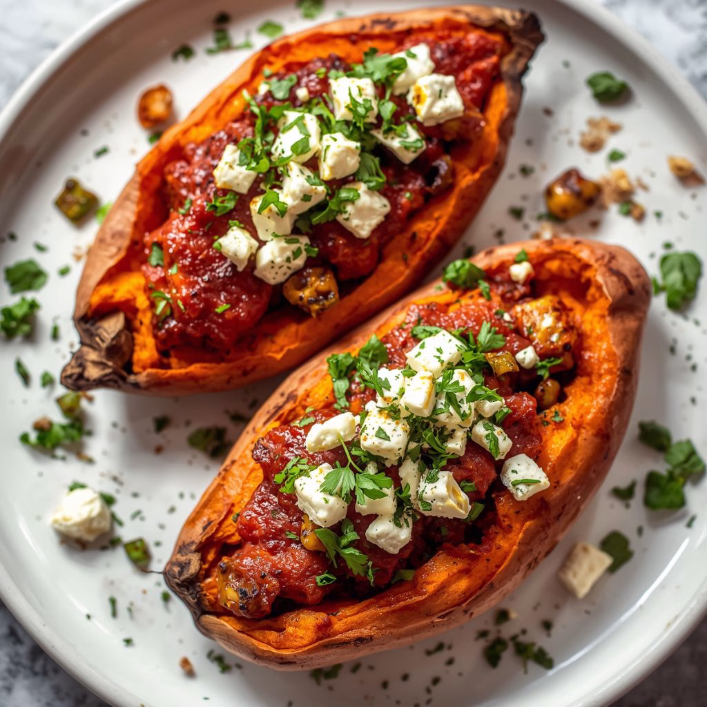 Mediterranean Stuffed Sweet Potato Boats Recipe