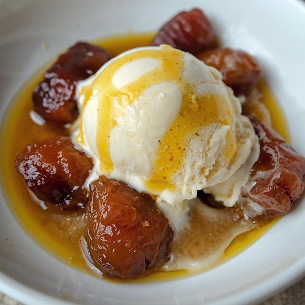 Olive Oil Sauteed Date Ice Cream Sundaes Recipe