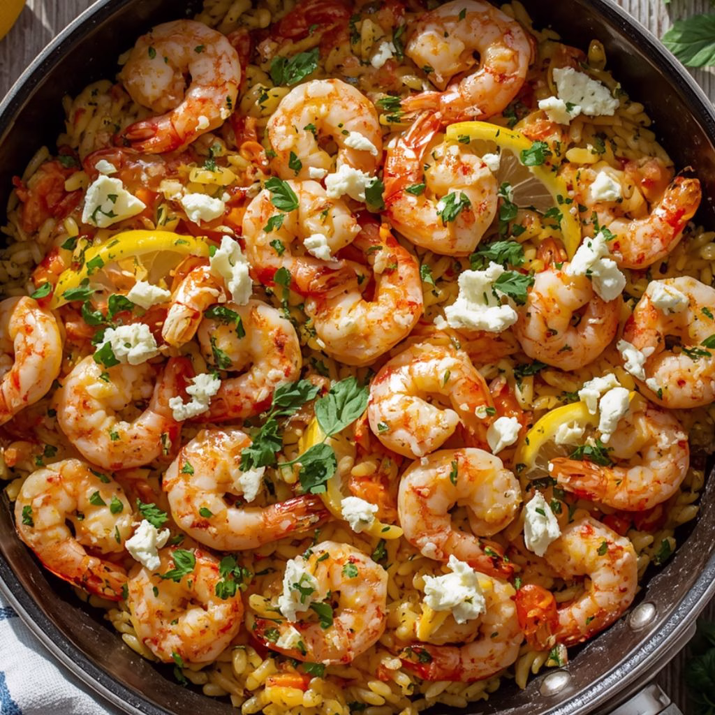One-Pan Mediterranean Shrimp Orzo Bake Recipe