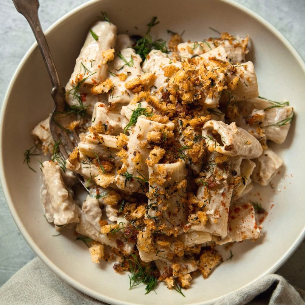 Pasta with Creamy Eggplant-Walnut Pasta Sauce