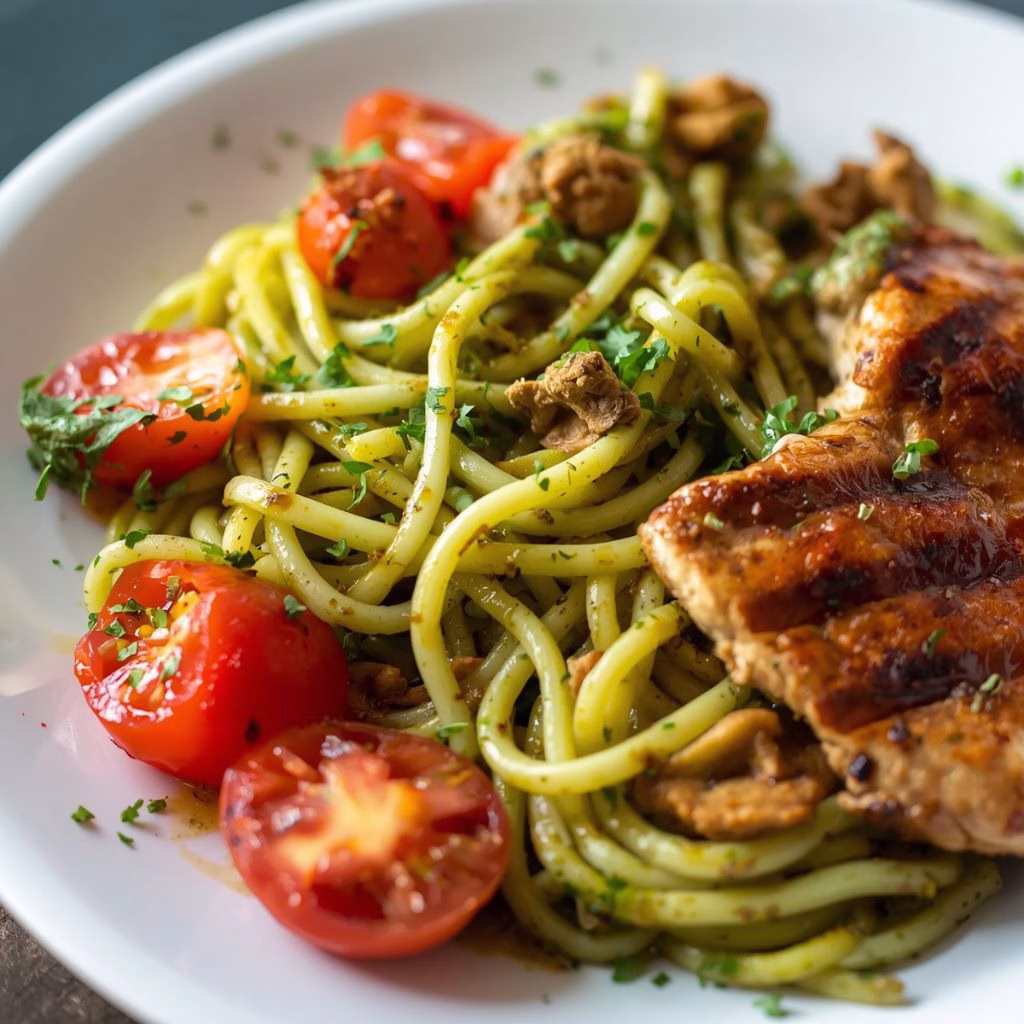 Pesto Zucchini Noodles with Chicken Recipe