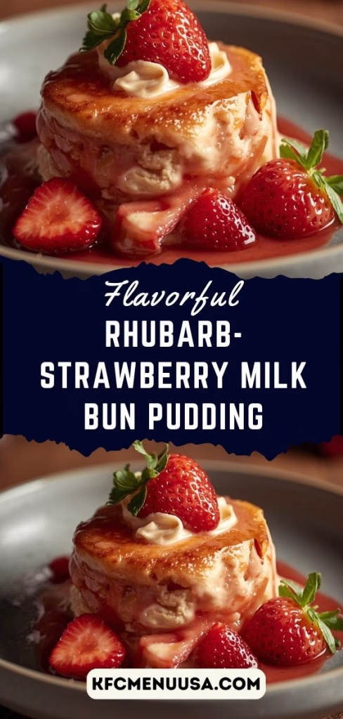 Rhubarb-strawberry milk bun pudding Recipe