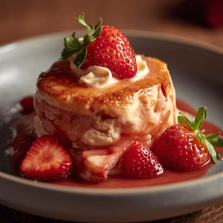 Rhubarb-strawberry milk bun pudding Recipe