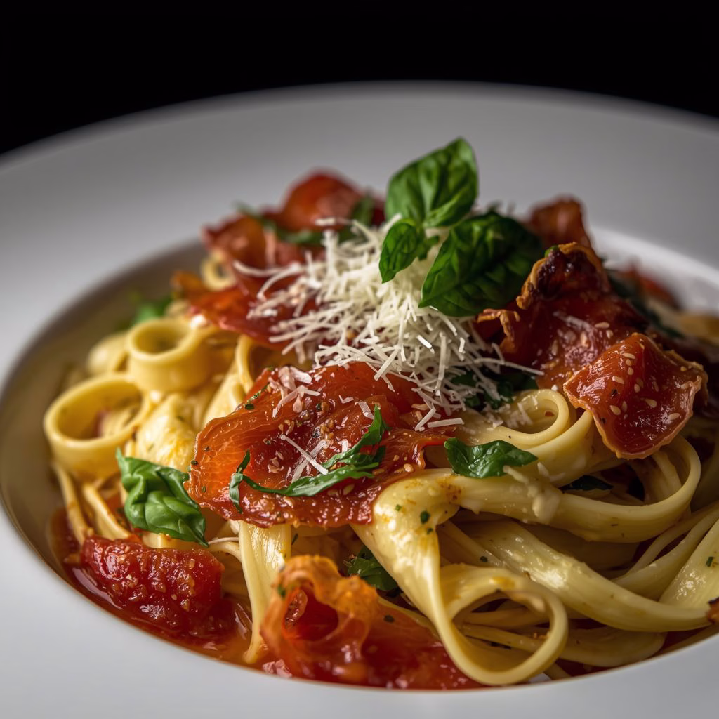 Ricotta Basil Pappardelle with Prosciutto Recipe