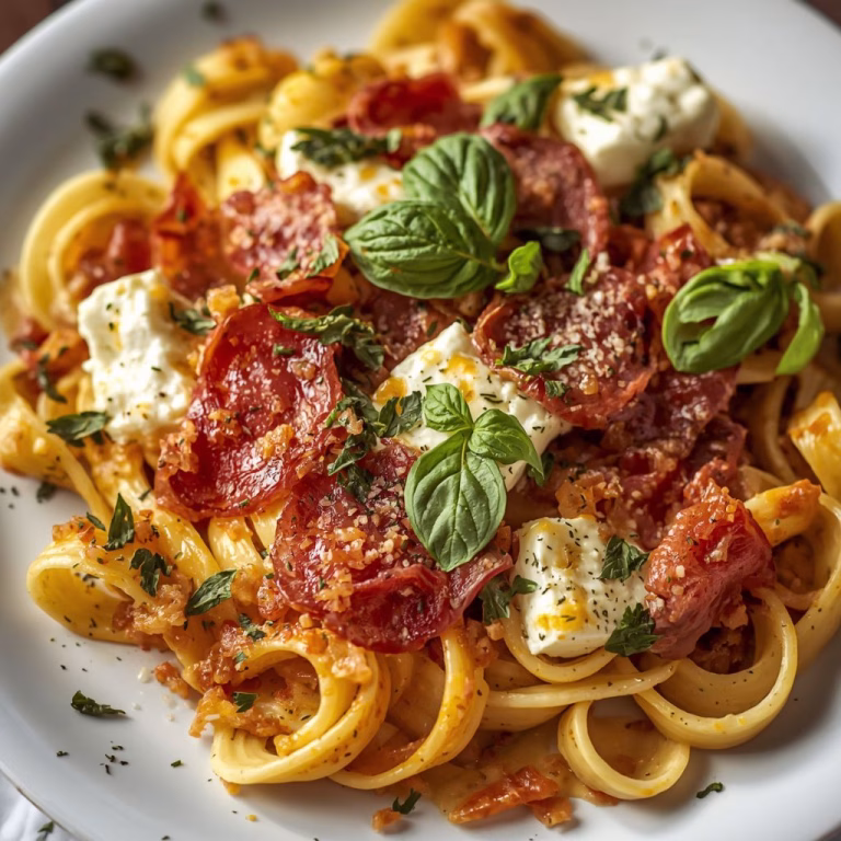 Ricotta Basil Pappardelle with Prosciutto Recipe