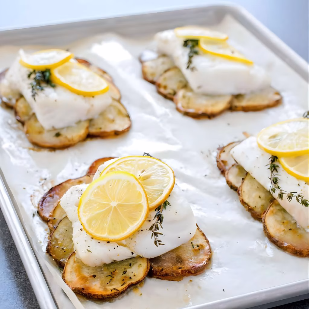 Roasted Cod with Potatoes and Lemon Recipe