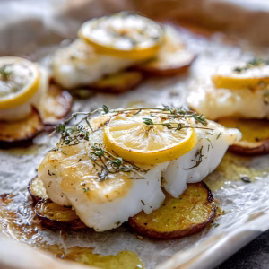 Roasted Cod with Potatoes and Lemon Recipe
