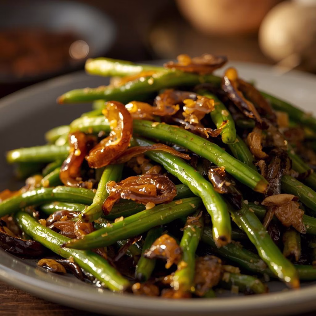 Roasted Green Beans with Caramelized Onions Recipe