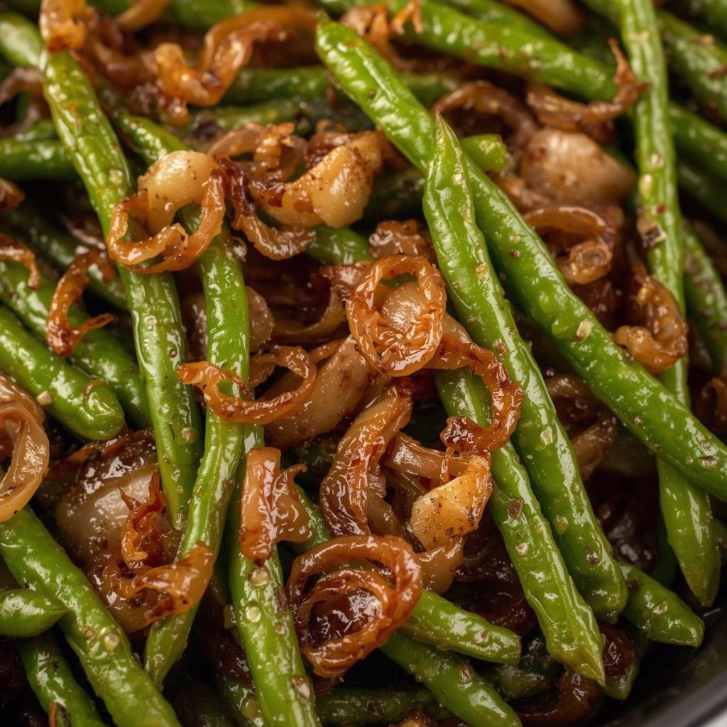 Roasted Green Beans with Caramelized Onions Recipe