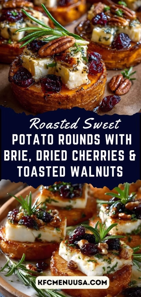 Roasted Sweet Potato Rounds with Brie, Dried Cherries & Toasted Walnuts Recipe