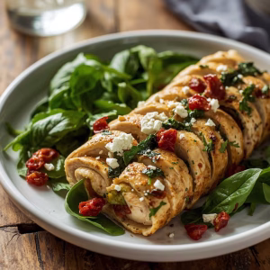 Rolled Up Chicken with Feta, Spinach, and Sun-Dried Tomatoes Recipe