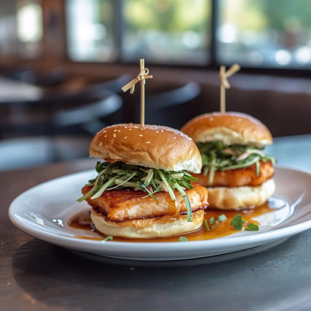 Crispy Salmon Sliders with Lemon Arugula Slaw Recipe