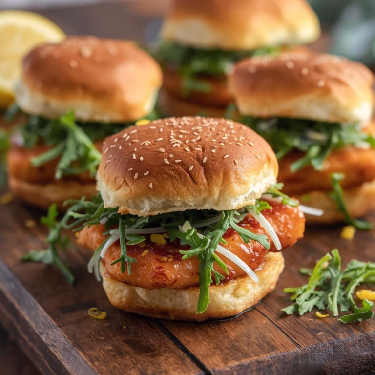 Crispy Salmon Sliders with Lemon Arugula Slaw Recipe