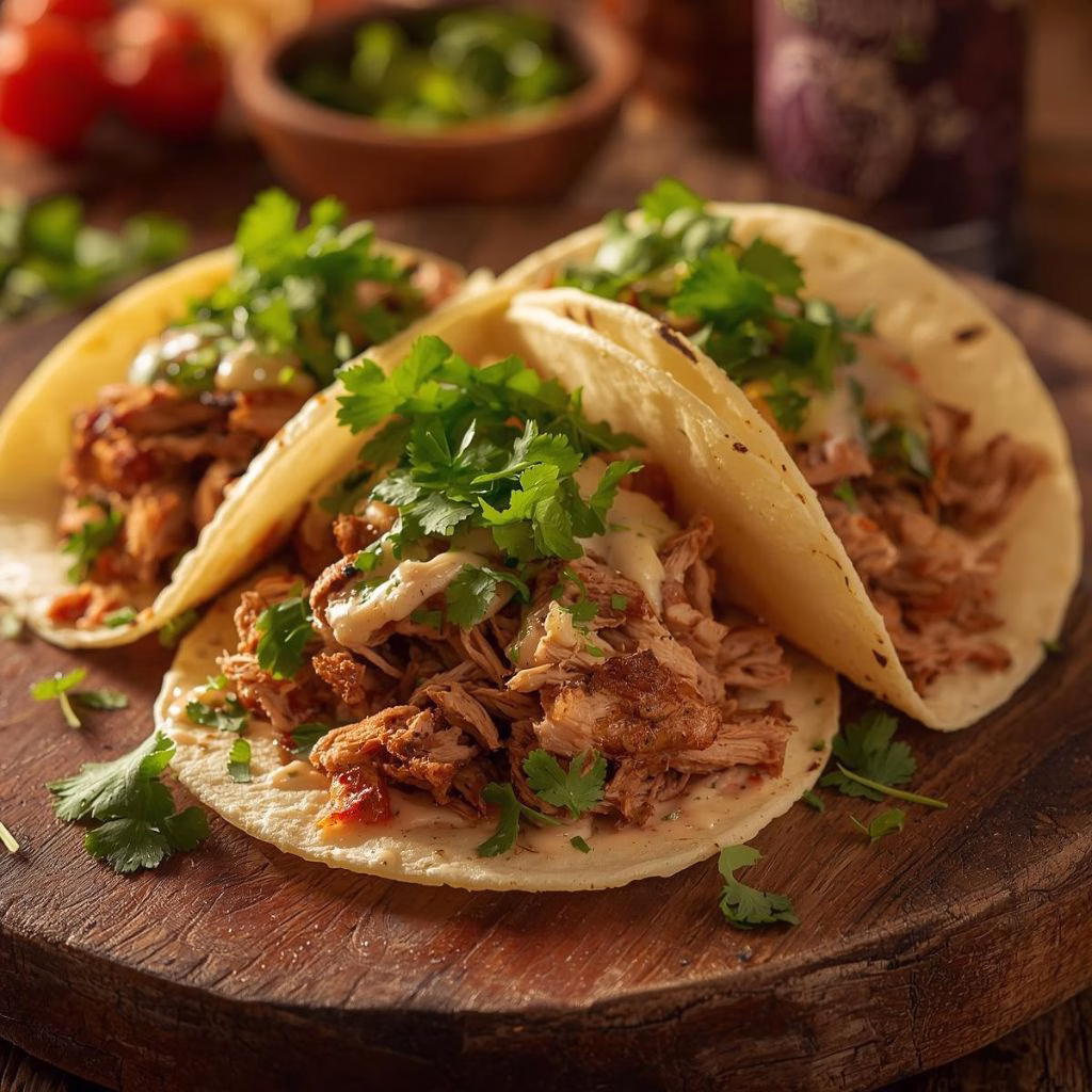 Shredded Chicken Tacos with Creamy Chimichurri Sauce Recipe
