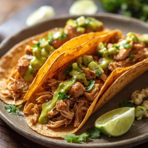 Shredded Chicken Tacos with Creamy Chimichurri Sauce Recipe