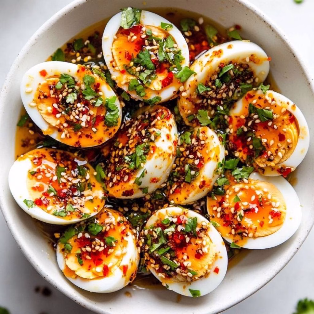 Spicy Chili Garlic Deviled Eggs Recipe