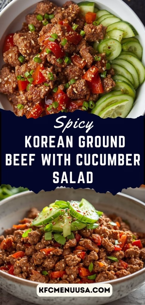 Spicy Korean Ground Beef with Cucumber Salad Recipe