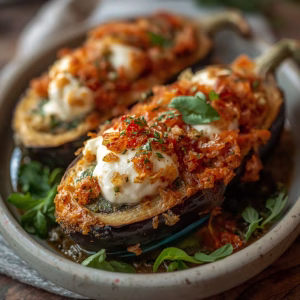 Stuffed Eggplant with Ricotta & Herbs Recipe