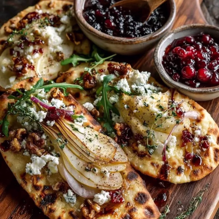 Thin-Crust Flatbread with Feta, Roasted Pears, and Honey Drizzle Recipe