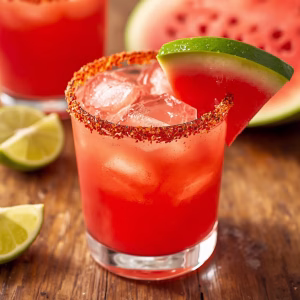 Virgin Watermelon Margarita Recipe with Spicy Tajín Rim