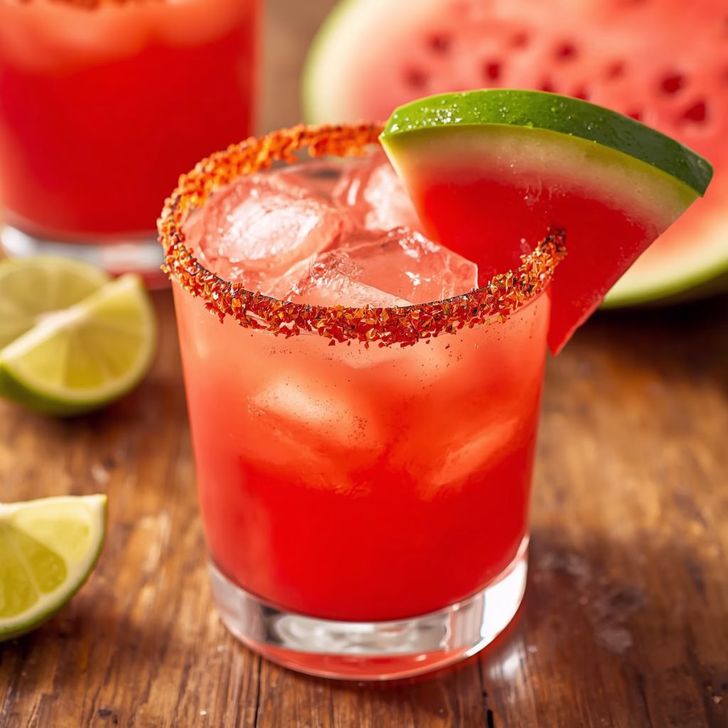 Virgin Watermelon Margarita Recipe with Spicy Tajín Rim