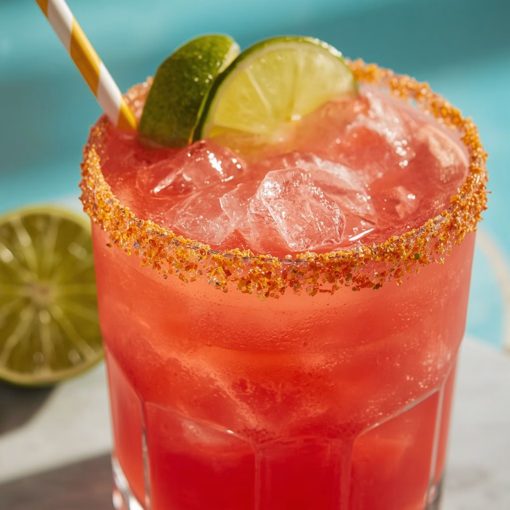Virgin Watermelon Margarita Recipe with Spicy Tajín Rim