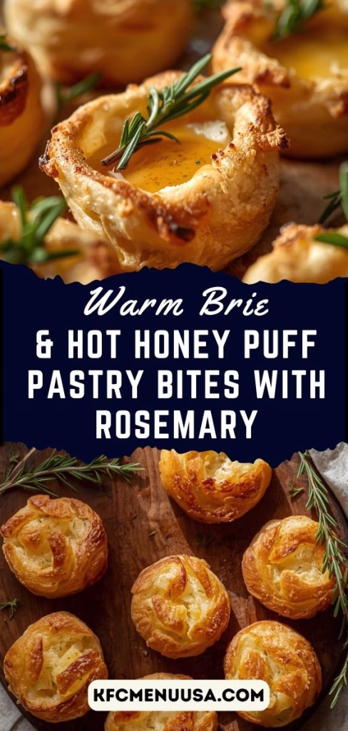 Warm Brie & Hot Honey Puff Pastry Bites with Rosemary Recipe