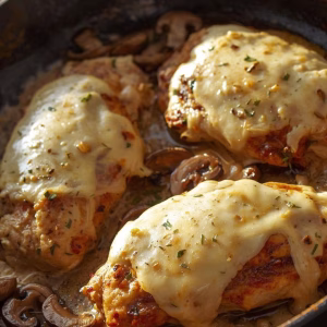 Cheesy Baked Chicken Breasts with Mushrooms Recipe
