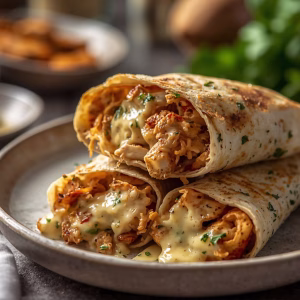 Cheesy Garlic Chicken Wraps Recipe