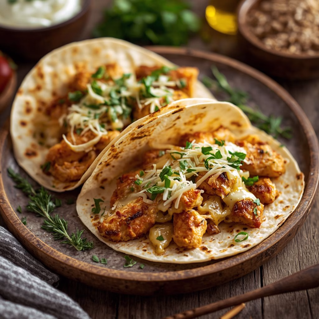 Cheesy Garlic Chicken Wraps Recipe