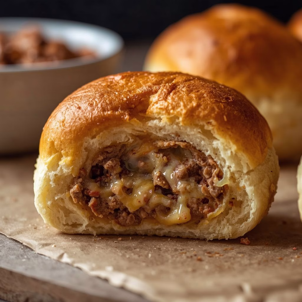 Cheesy Ground Beef Stuffed Bread Roll Recipe