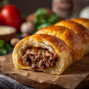 Cheesy Ground Beef Stuffed Bread Roll Recipe